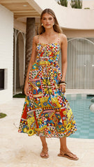 Kelani Luxe Midi Dress - Phaedra Print