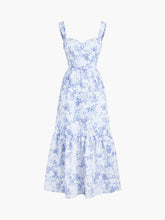 Forget Me Not Floral Pockets Zippered Long Dress