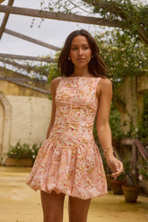 Heavenly Drift Floral Mini Dress Pink