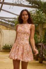 Heavenly Drift Floral Mini Dress Pink