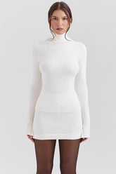 Hazel-Ivory Cashmere Roll Neck Sweater