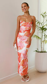 Ashley Maxi Dress - Pink/Orange Floral