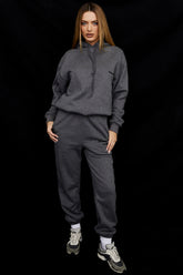 Sky-Dark Grey Fleece Back Jogging Trousers