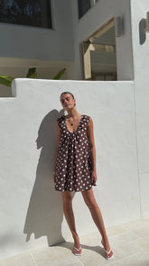 Vanessa Mini Dress - Brown Polka