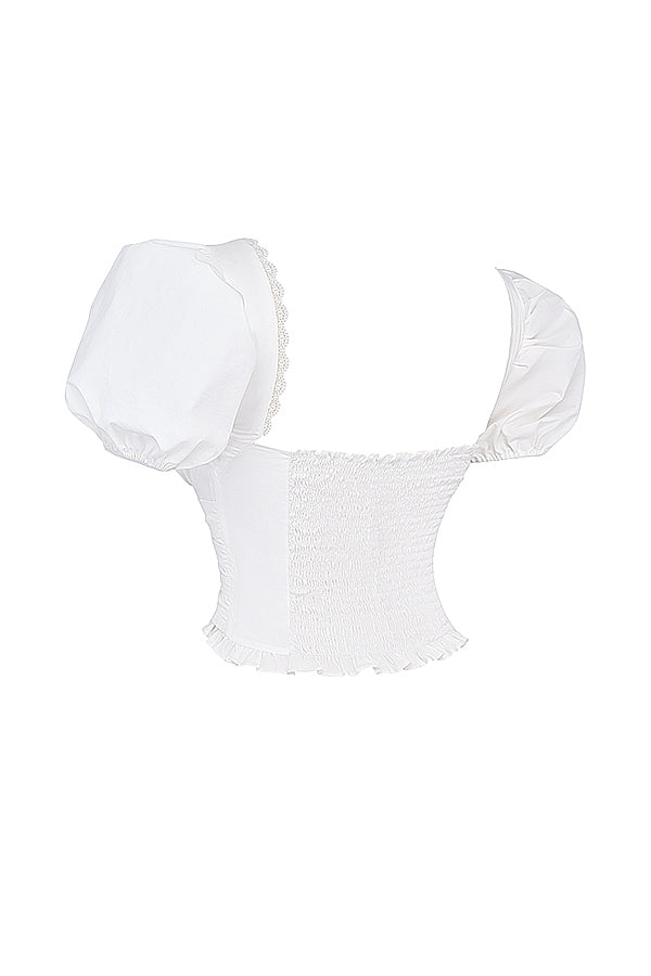 Samaya-White Gathered Top
