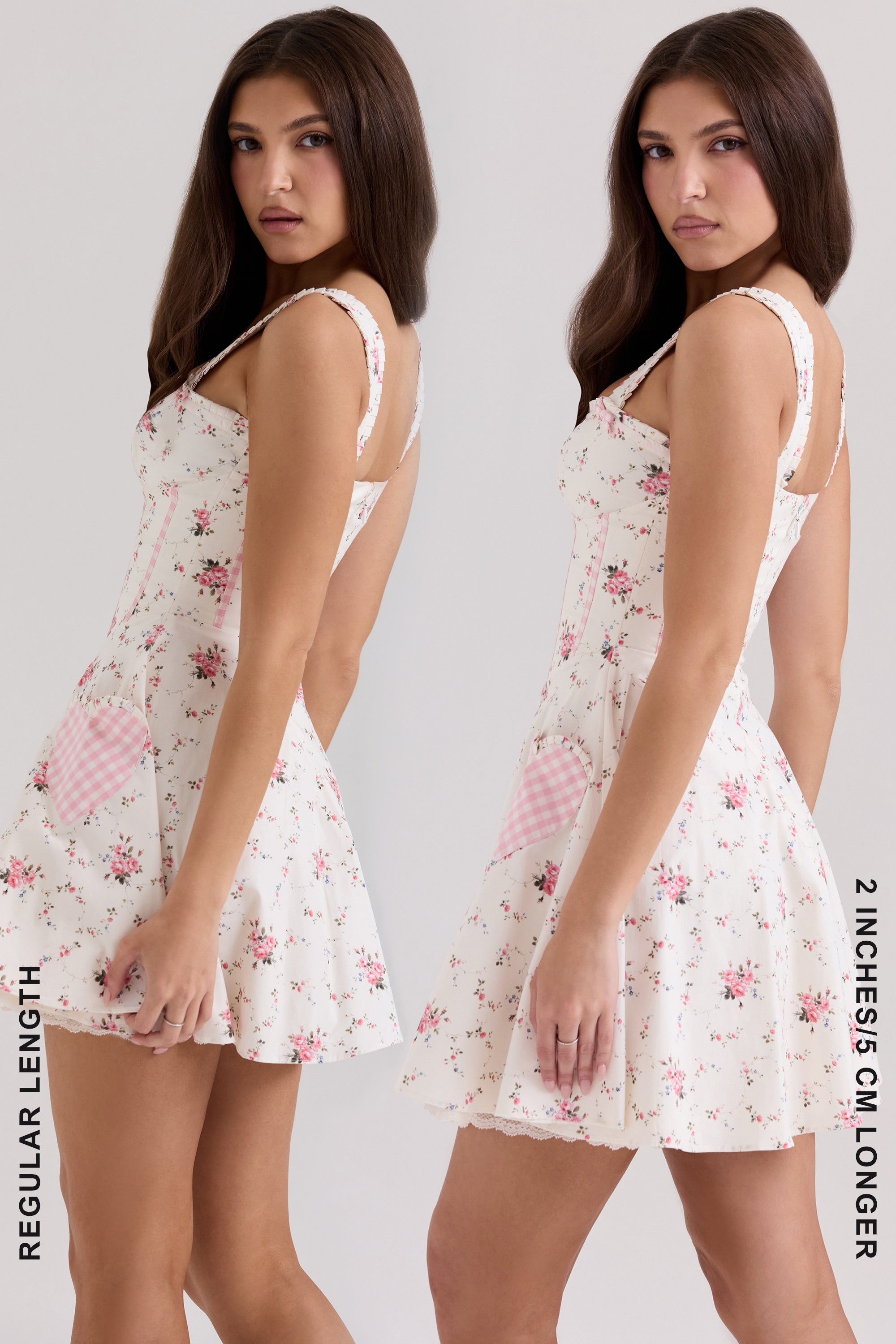 Marianella-Cream Rose Print Stretch Cotton Mini Dress