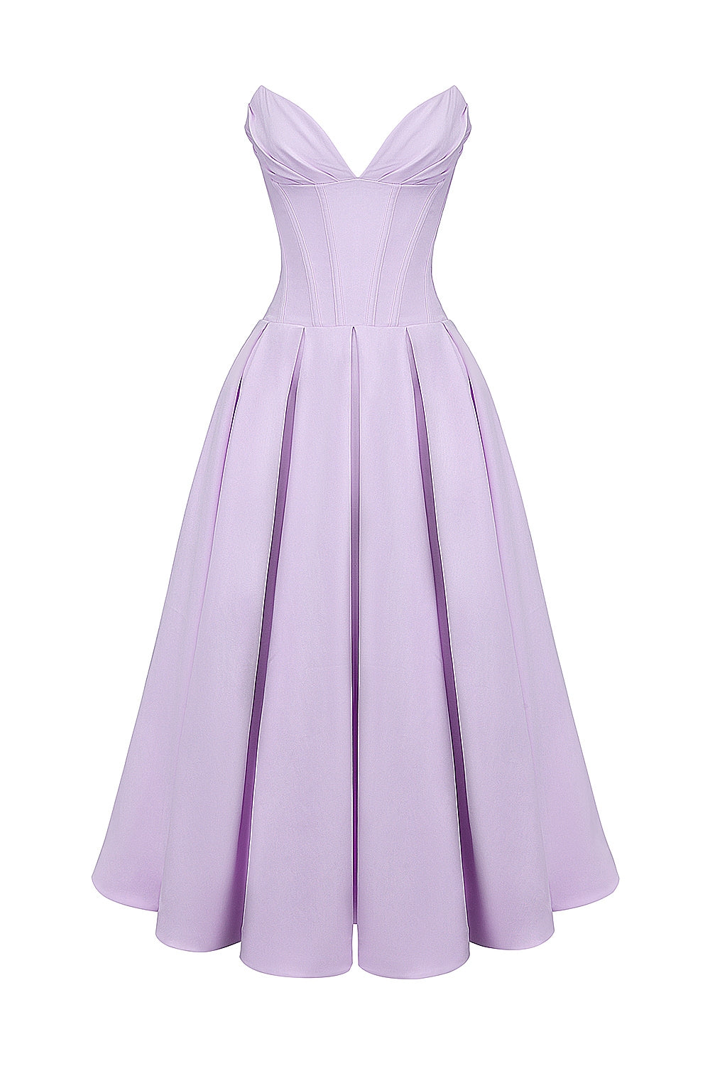 Lady-Orchid Twill Strapless Tulle Midi Dress