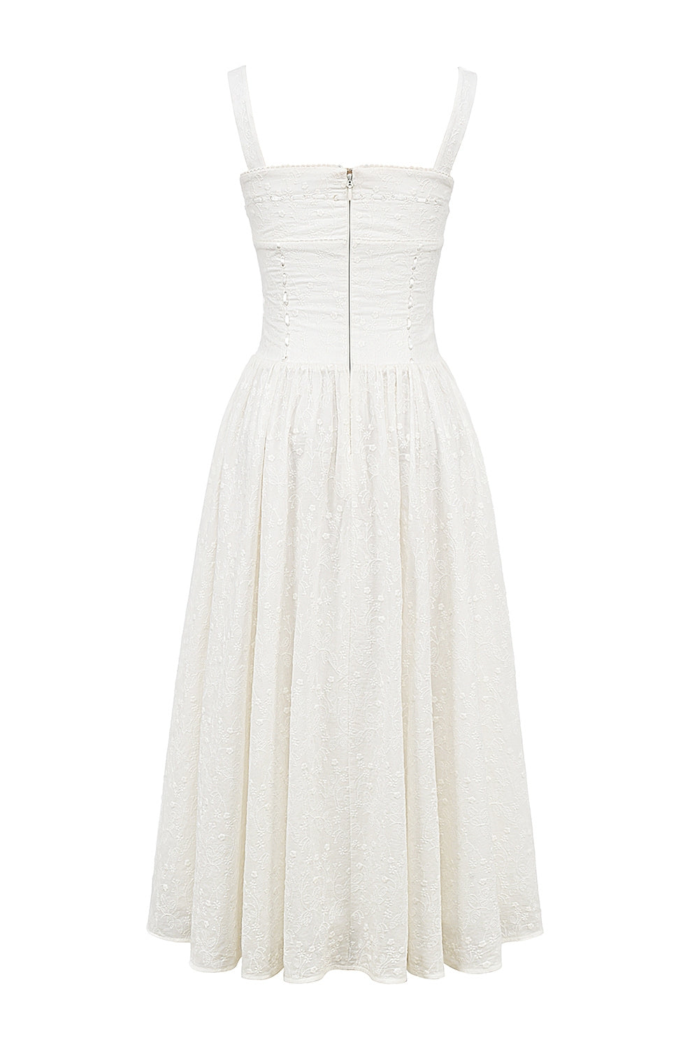 Vivien-White Broderie Anglais Midi Sundress