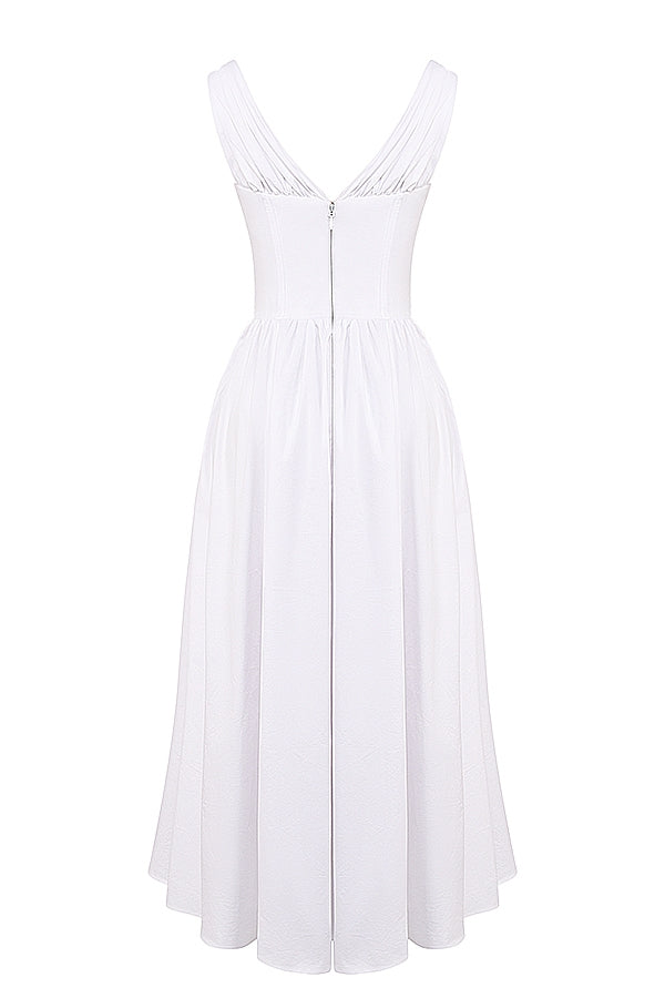 Emmelina-White Cotton Corset Sundress