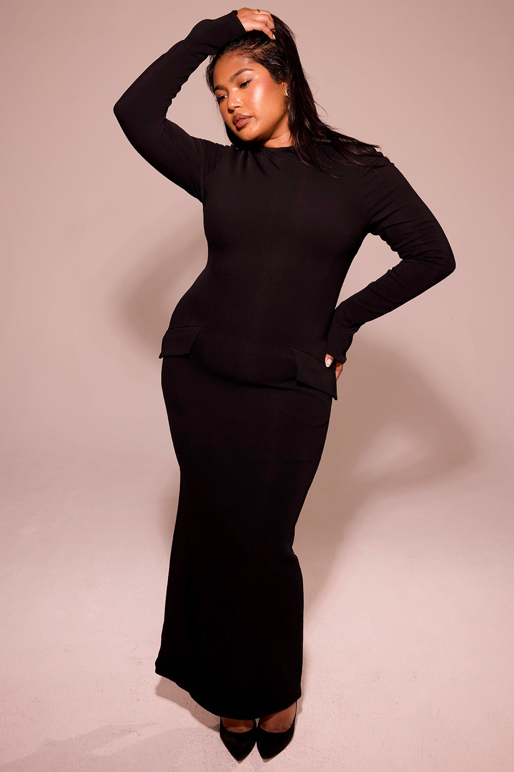 Marie-Louise-Black Turtleneck Maxi Dress