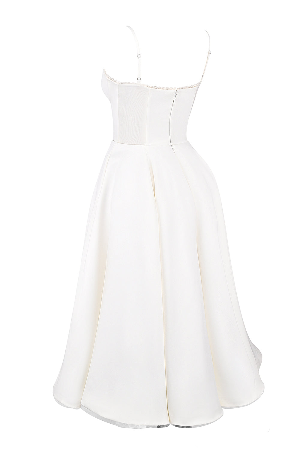 Mademoiselle-White Tulle Midi Dress