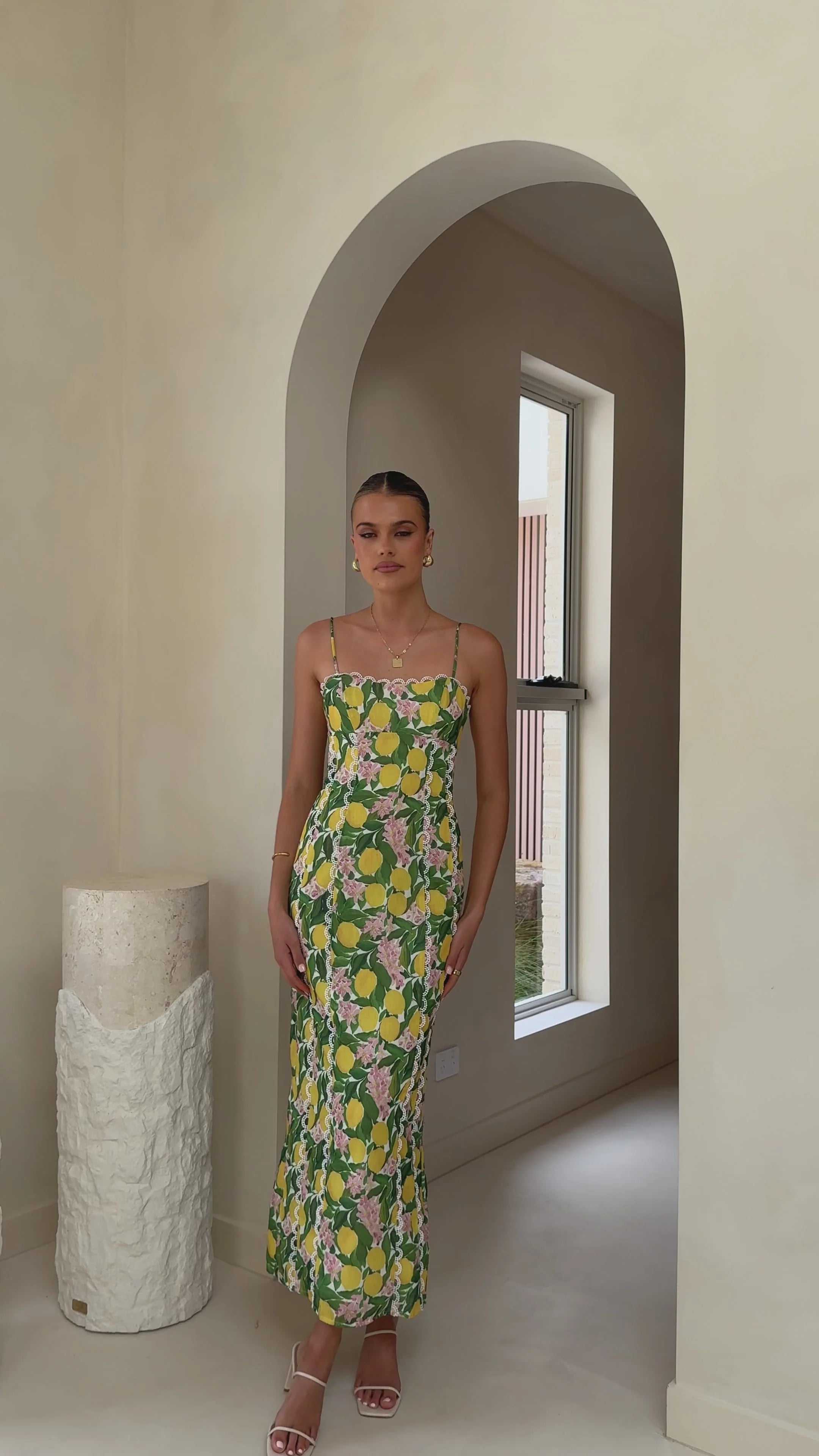 Carlia Midi Dress - Lemon Print
