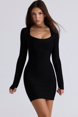 The OG-Black Long Sleeve Stretch Bandage Mini Dress