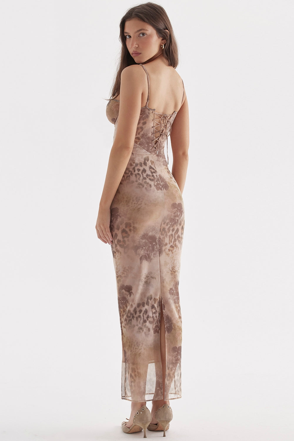 Aiza-Cream Floral Print Maxi Dress