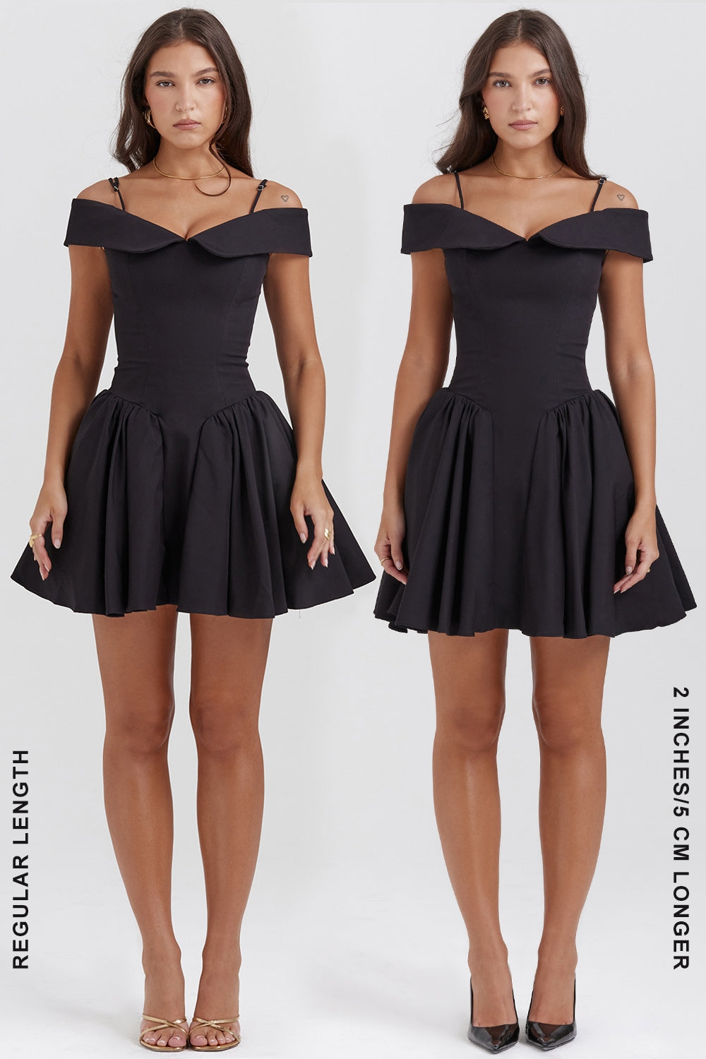 Elida-Black Off Shoulder Mini Dress