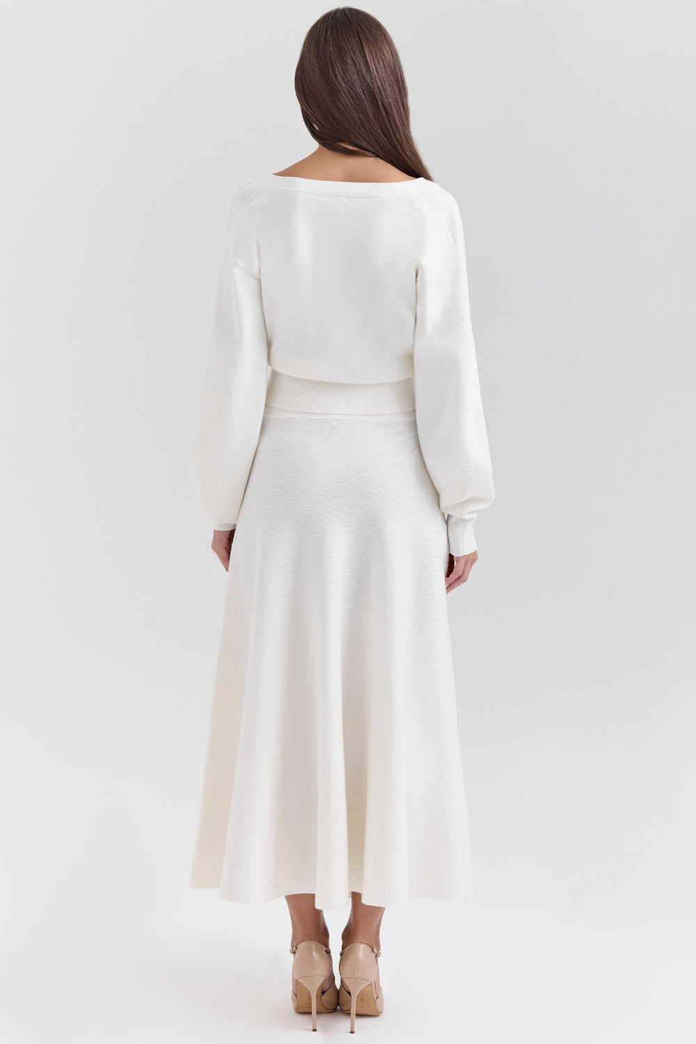 Rowan-Ivory Wool Balloon Sleeve Wrap cardigan