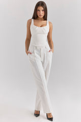 Selma-White Pinstripe Boned Corset Top