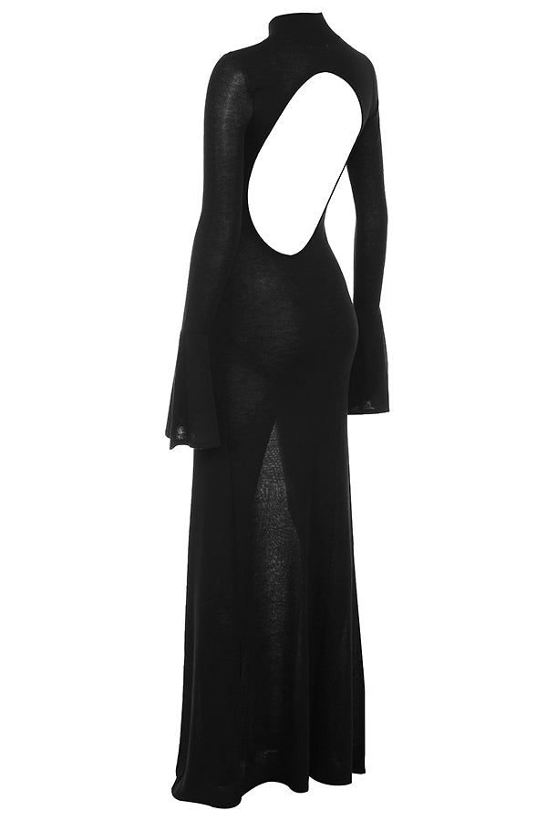 sancha black knit maxi dress SANCHA BLACK KNIT BACKLESS MAXI DRESS