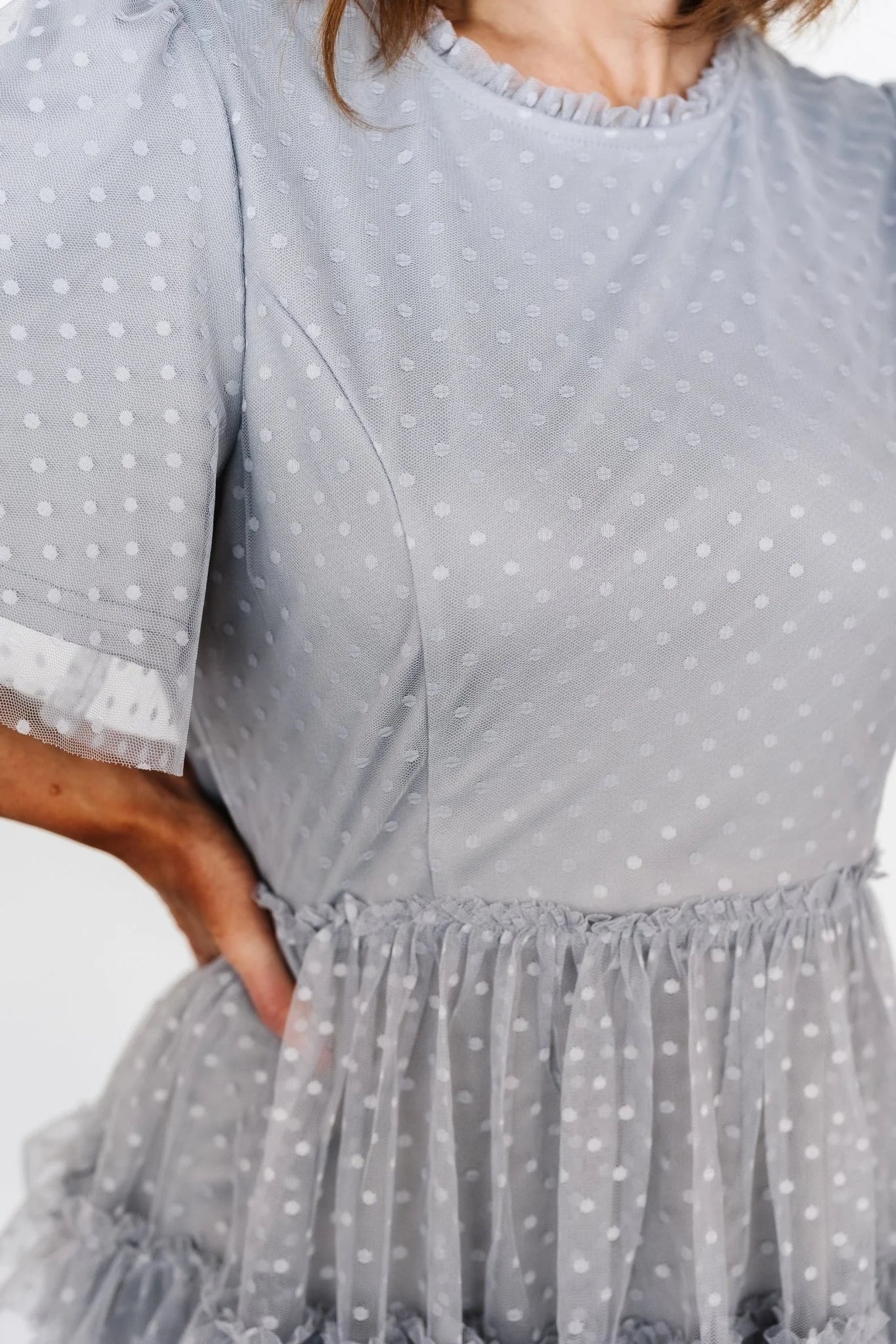 Riley Ruffle Tiered Dress | Light Gray