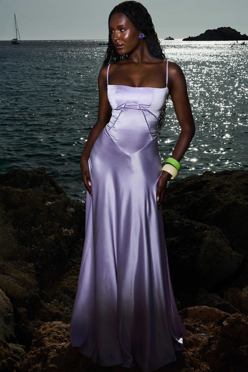 Anabella-Orchid Lace Up Maxi Dress