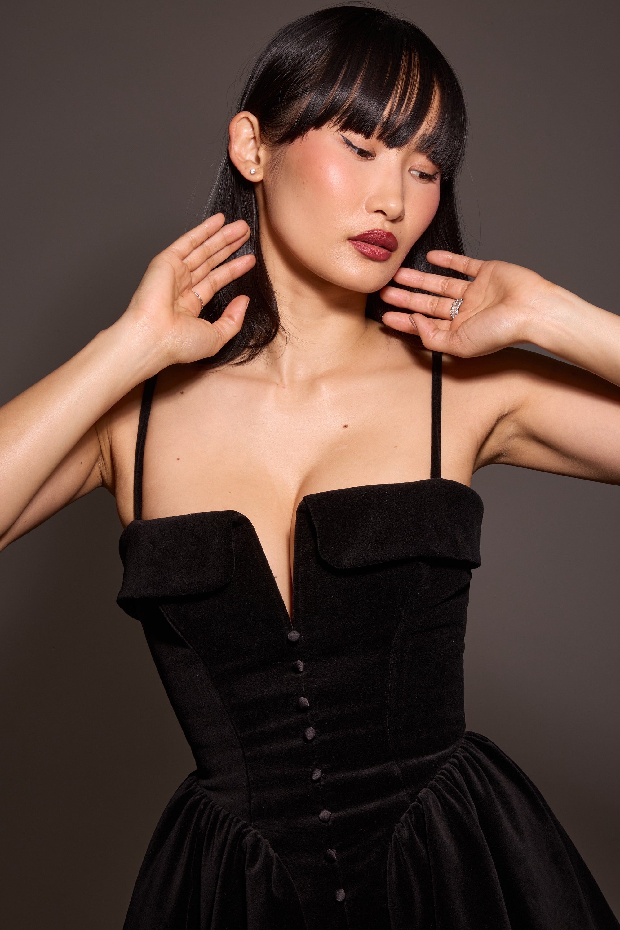 Selina-Black Velvet Tulle Mini Dress