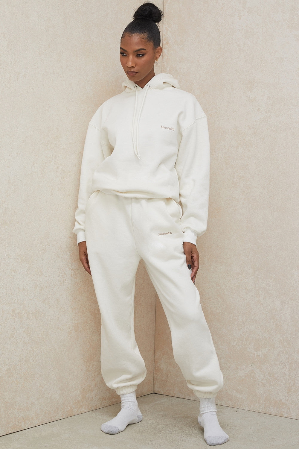 Sky-Off White Fleece Back Jogging Trousers