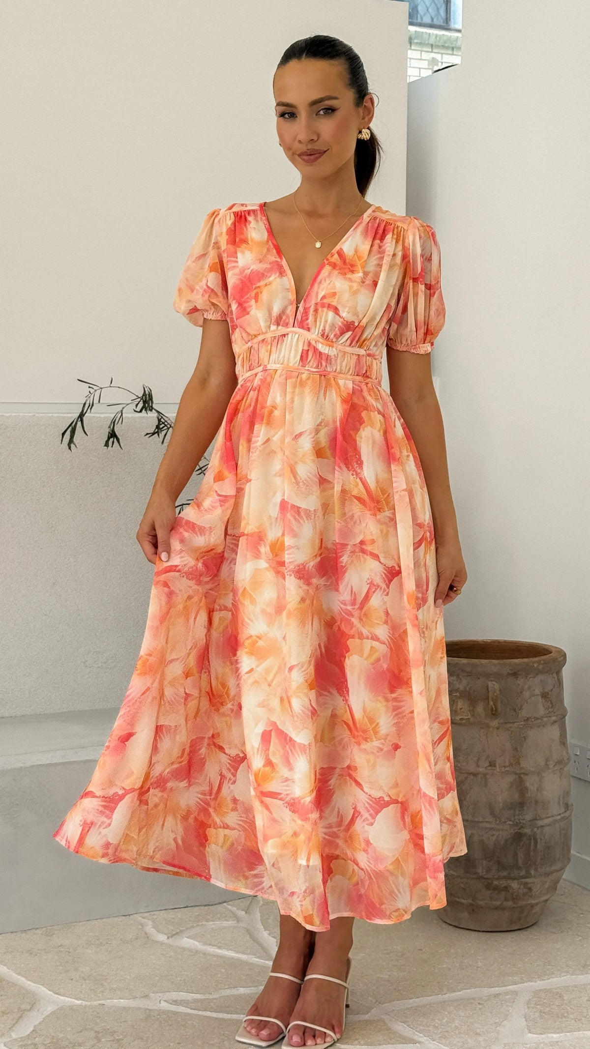 Talma Maxi Dress - Orange Floral