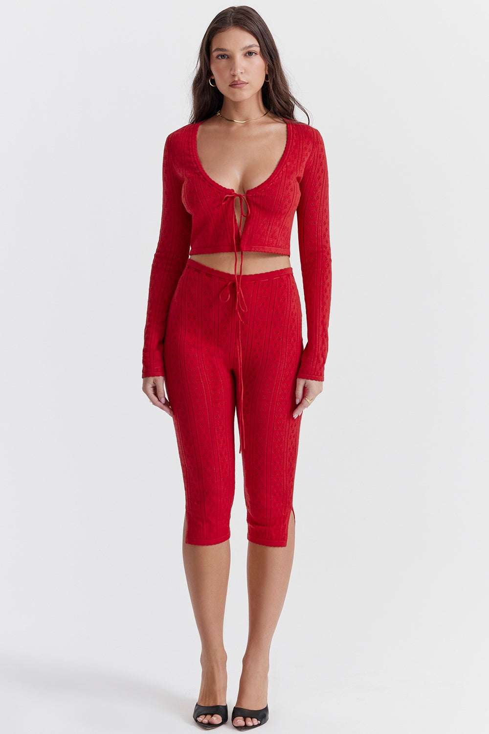 Perla-Cherry Ribbed Knit Top - SALE