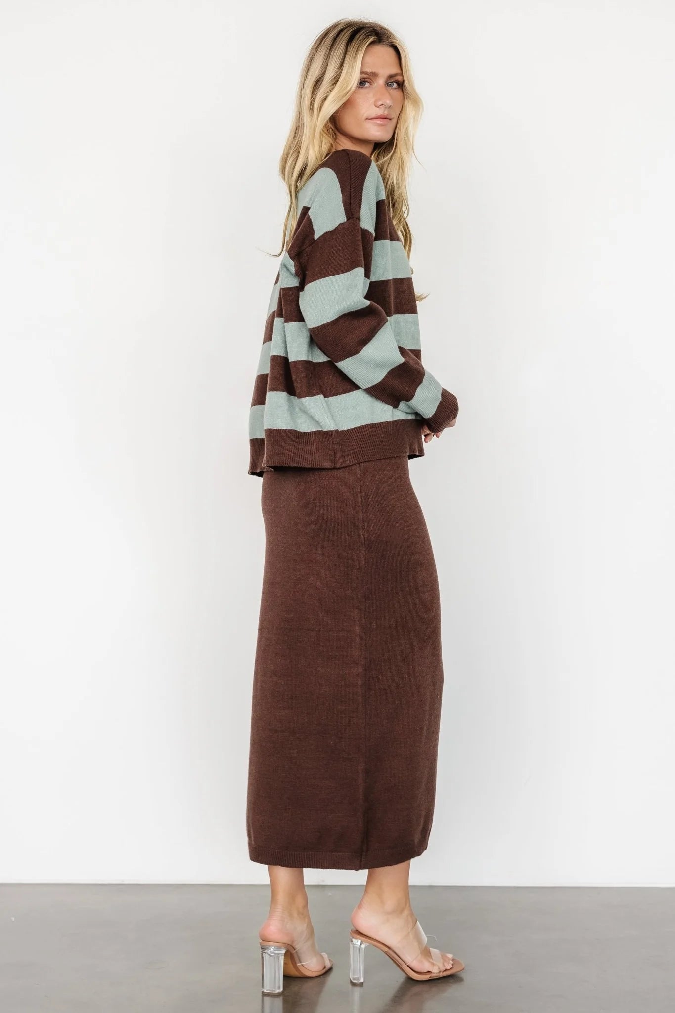 Carlotta Sweater + Skirt Set | Brown + Turquoise