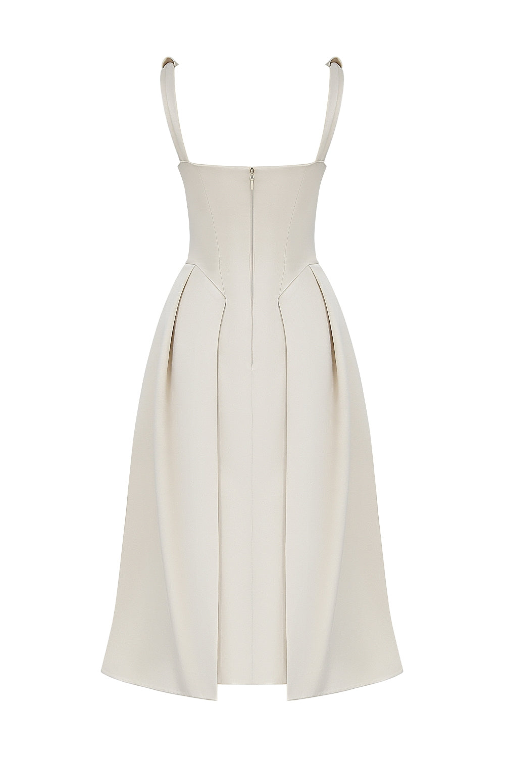 Paloma-Vintage Cream Satin Pleated Midi Dress - SALE