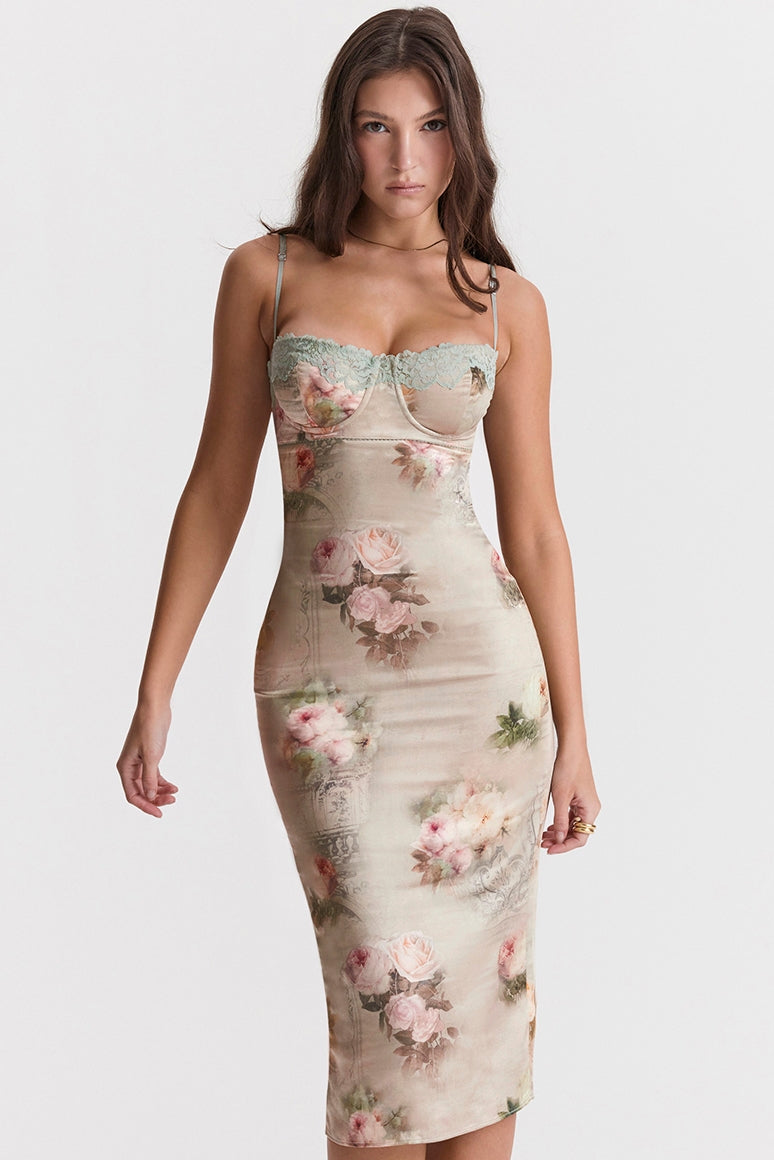 Venus-Vintage Floral Midi Dress