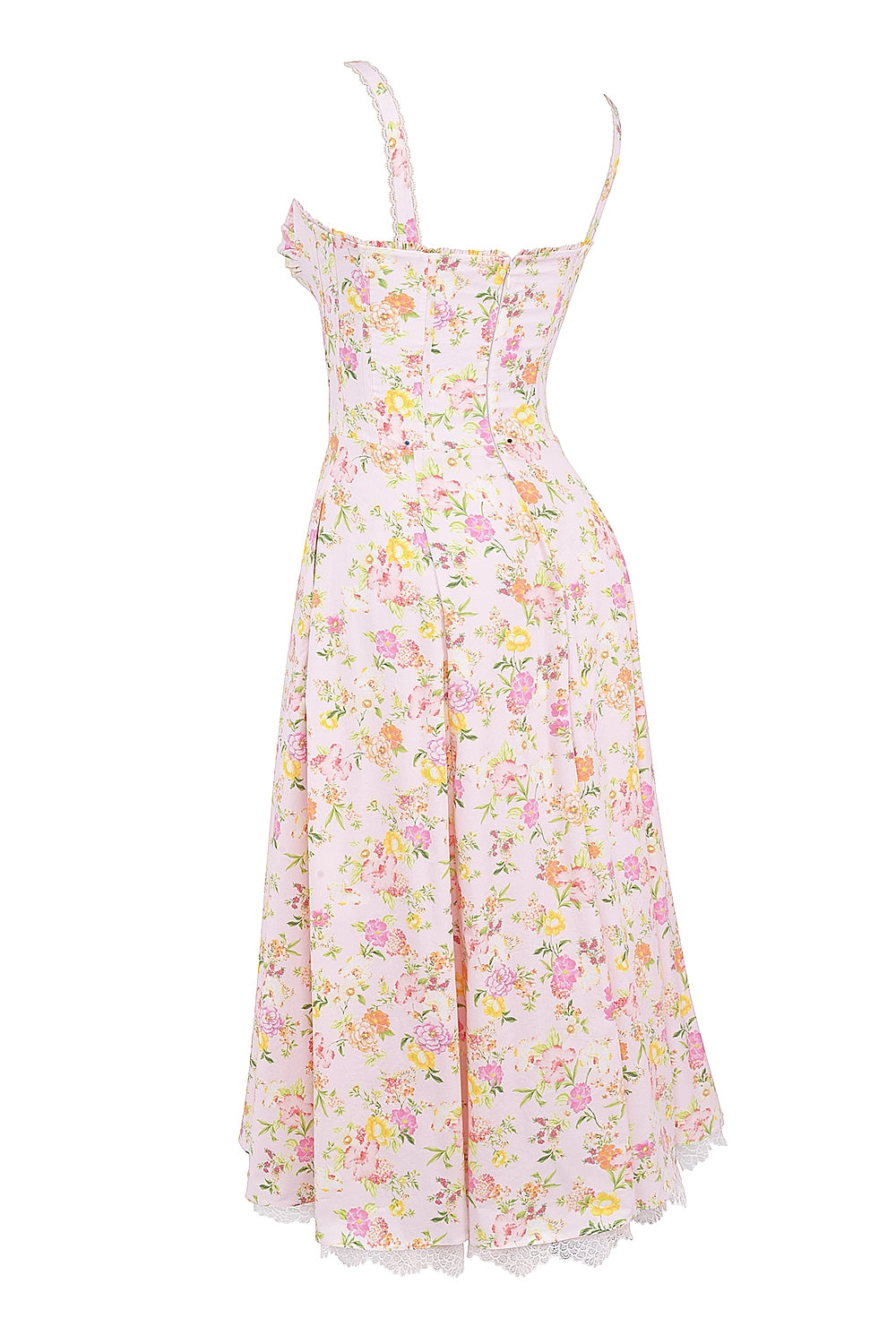 Rosalee-Pink Meadow Print Cotton Bustier Sundress