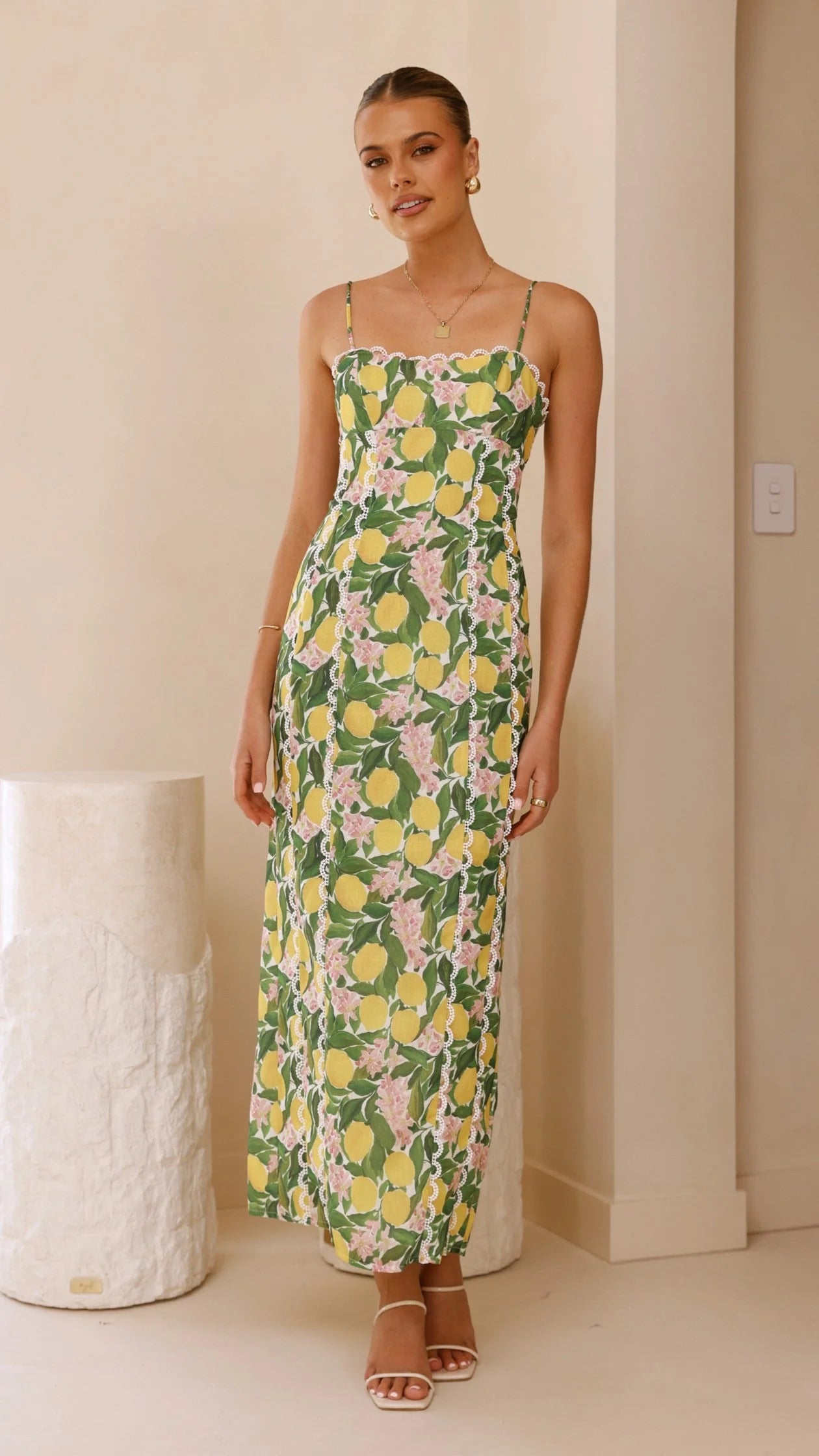 Carlia Midi Dress - Lemon Print