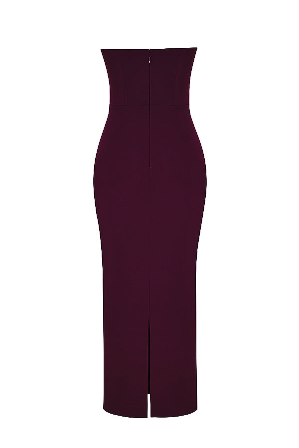 Lucia-Grape Strapless Corset Maxi Dress