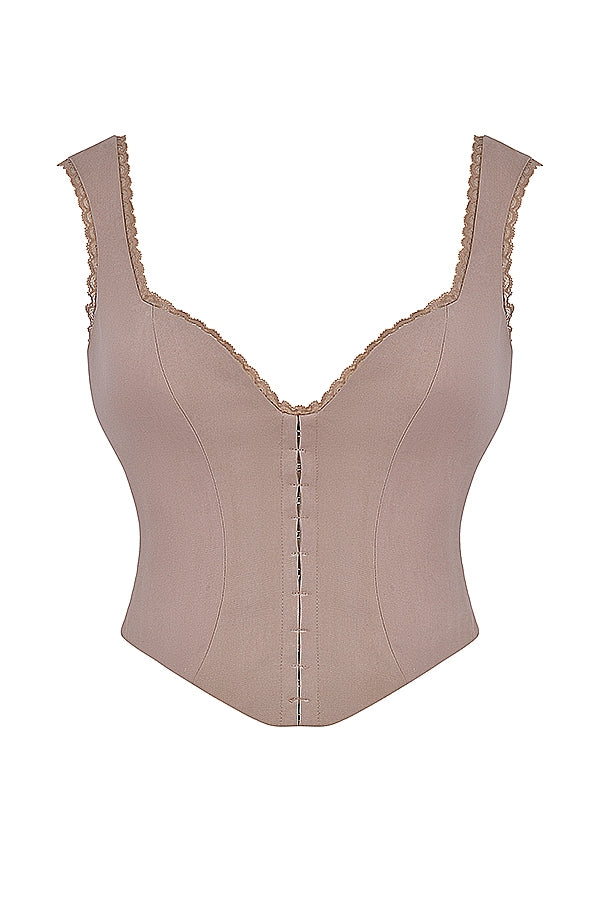Robyn-Mushroom Lace Trim Corset