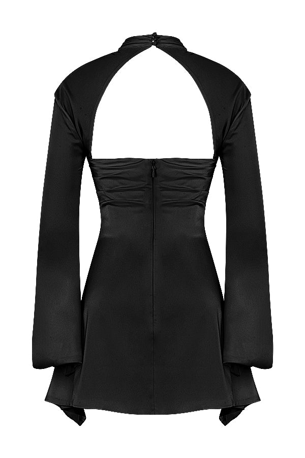 Toira-Black Draped Corset Dress