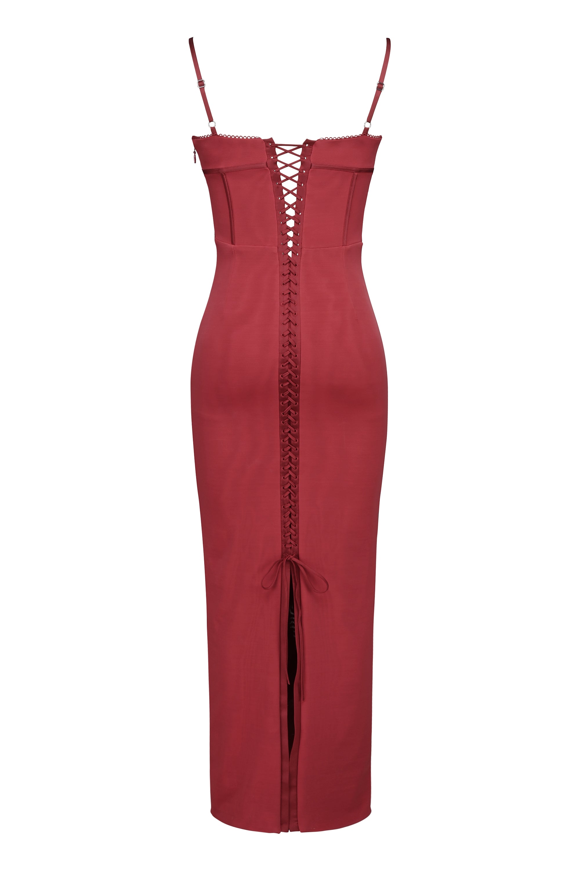 Romy-Wine Mesh Bodycon Maxi Dress
