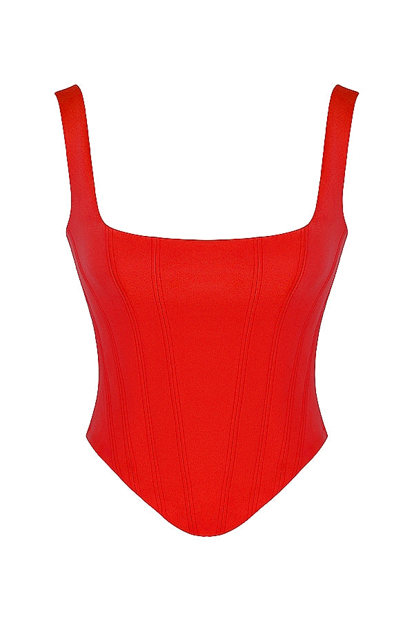 Rafa-Scarlet Satin Longline Corset