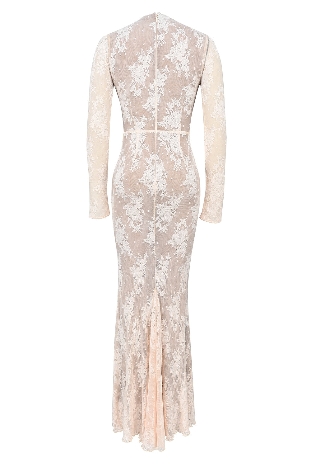 Isoline-Peach Lace Maxi Dress