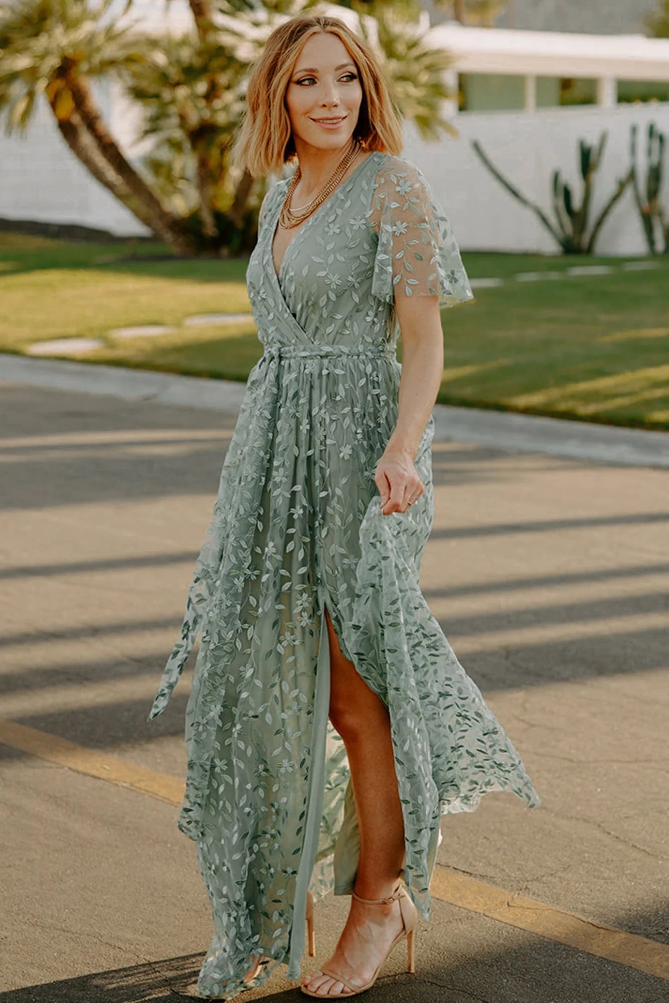 Marseille Embossed Maxi Dress | Eucalyptus