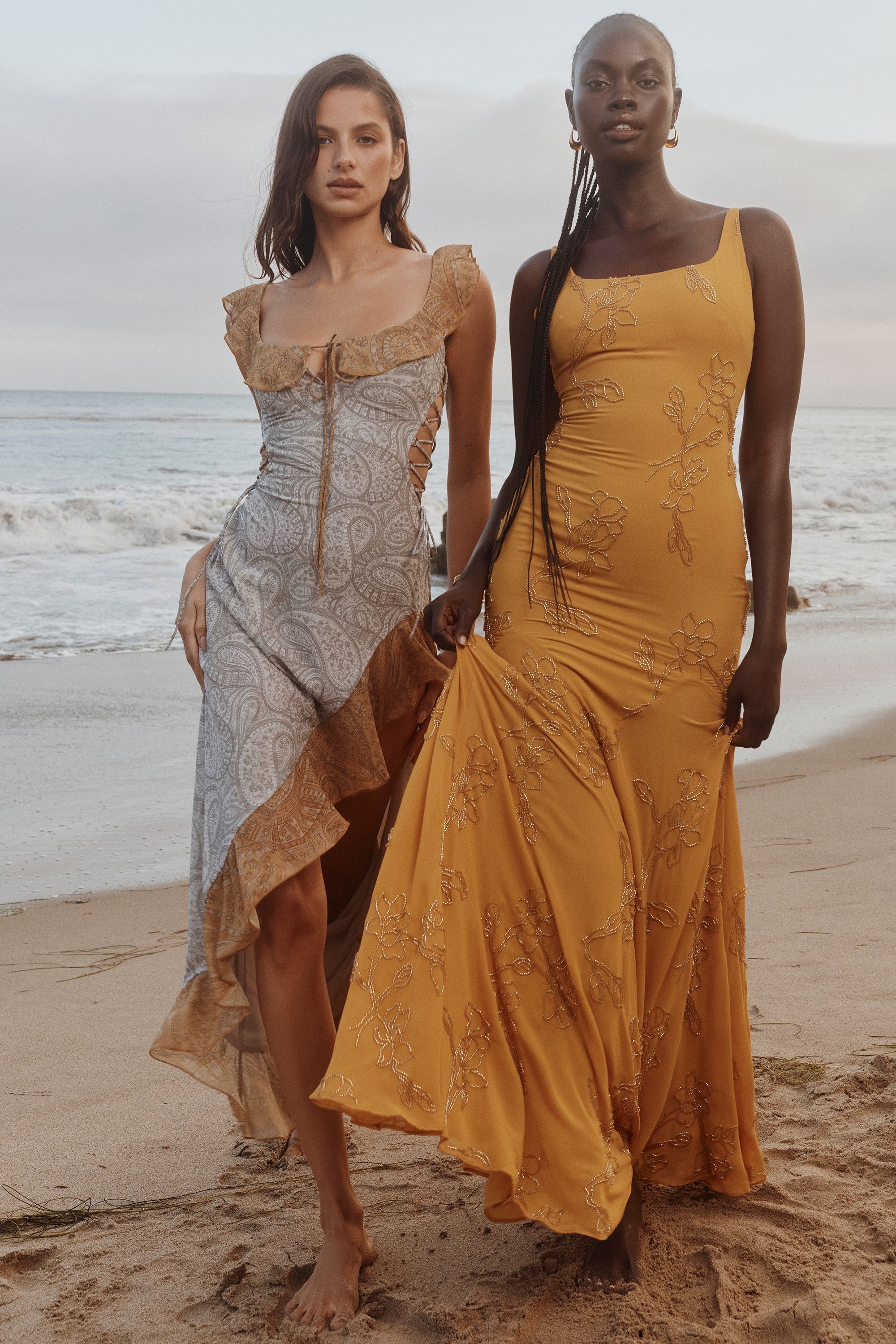 Rosalia-Gold Embellished Hand Beaded Maxi Dress