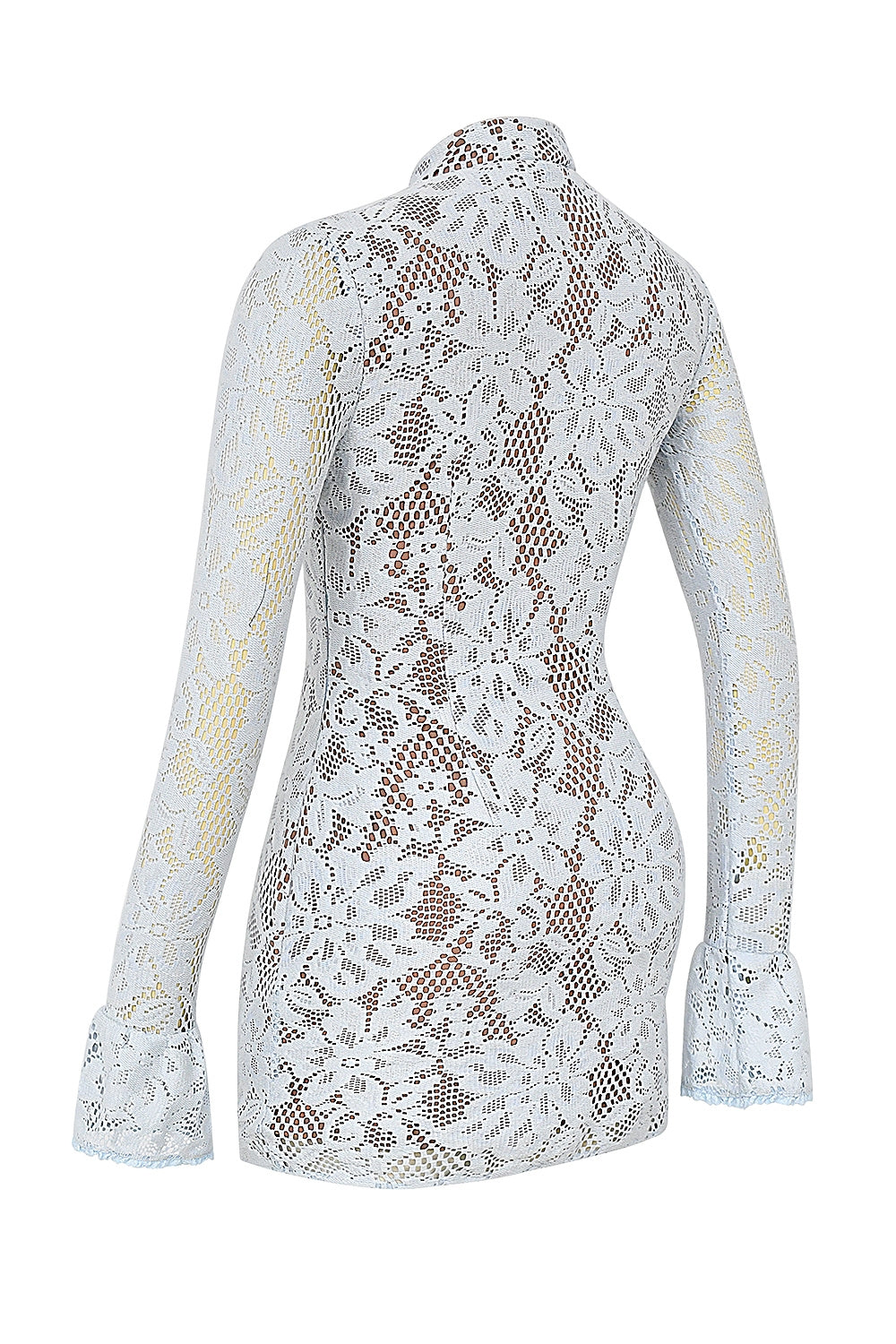 Brianna-Bluebell Keyhole Lace Mini Dress