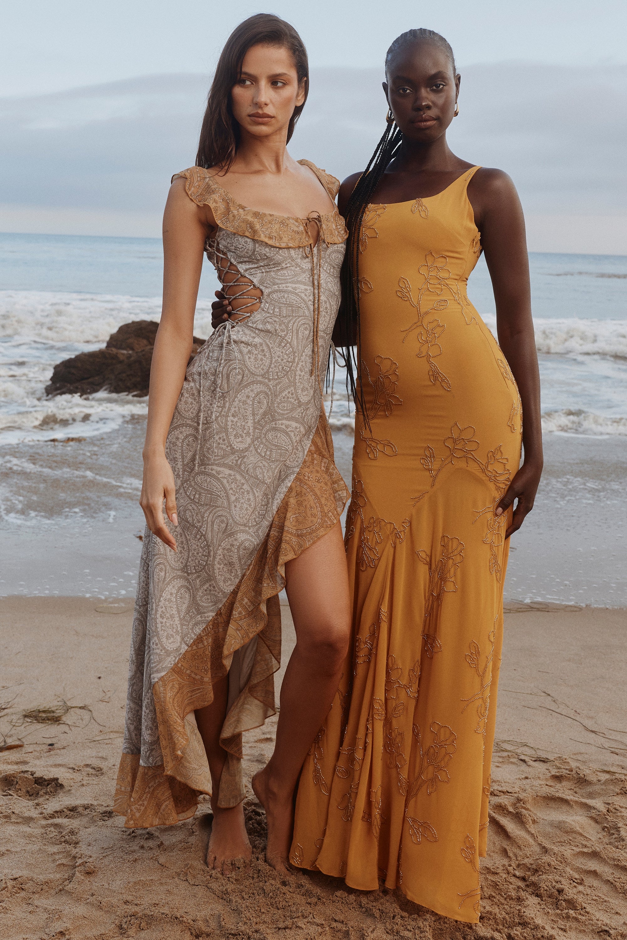 Rosalia-Gold Embellished Hand Beaded Maxi Dress