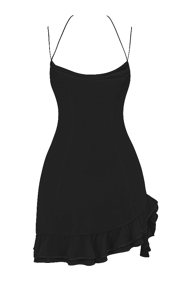 Rossella-Black Ruffle Mini Dress