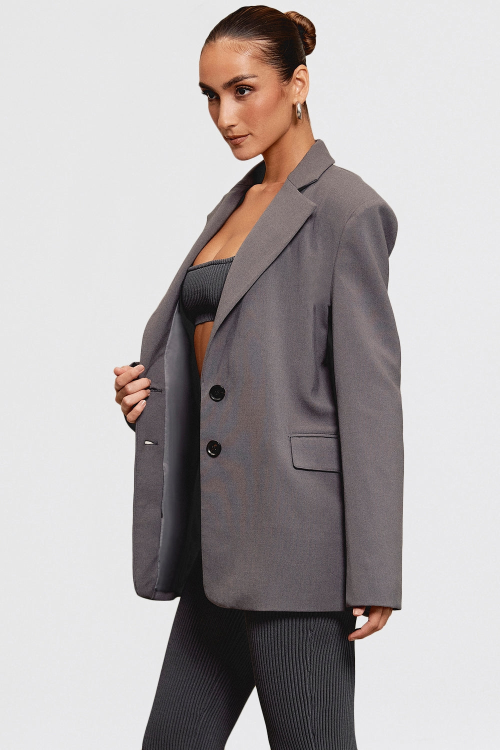 Aline-Dark Grey Oversized Blazer