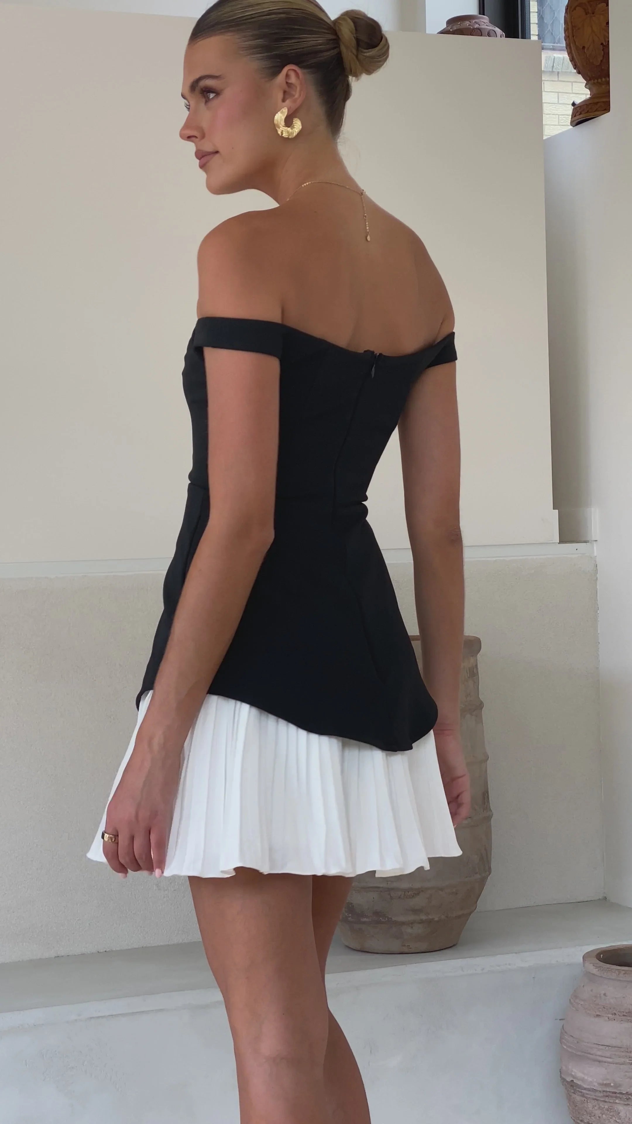 Talmai Mini Dress - Black / White