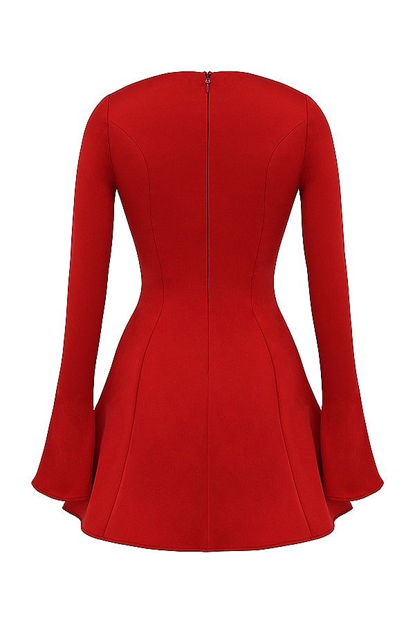 Sacha-Red Satin Mini Dress