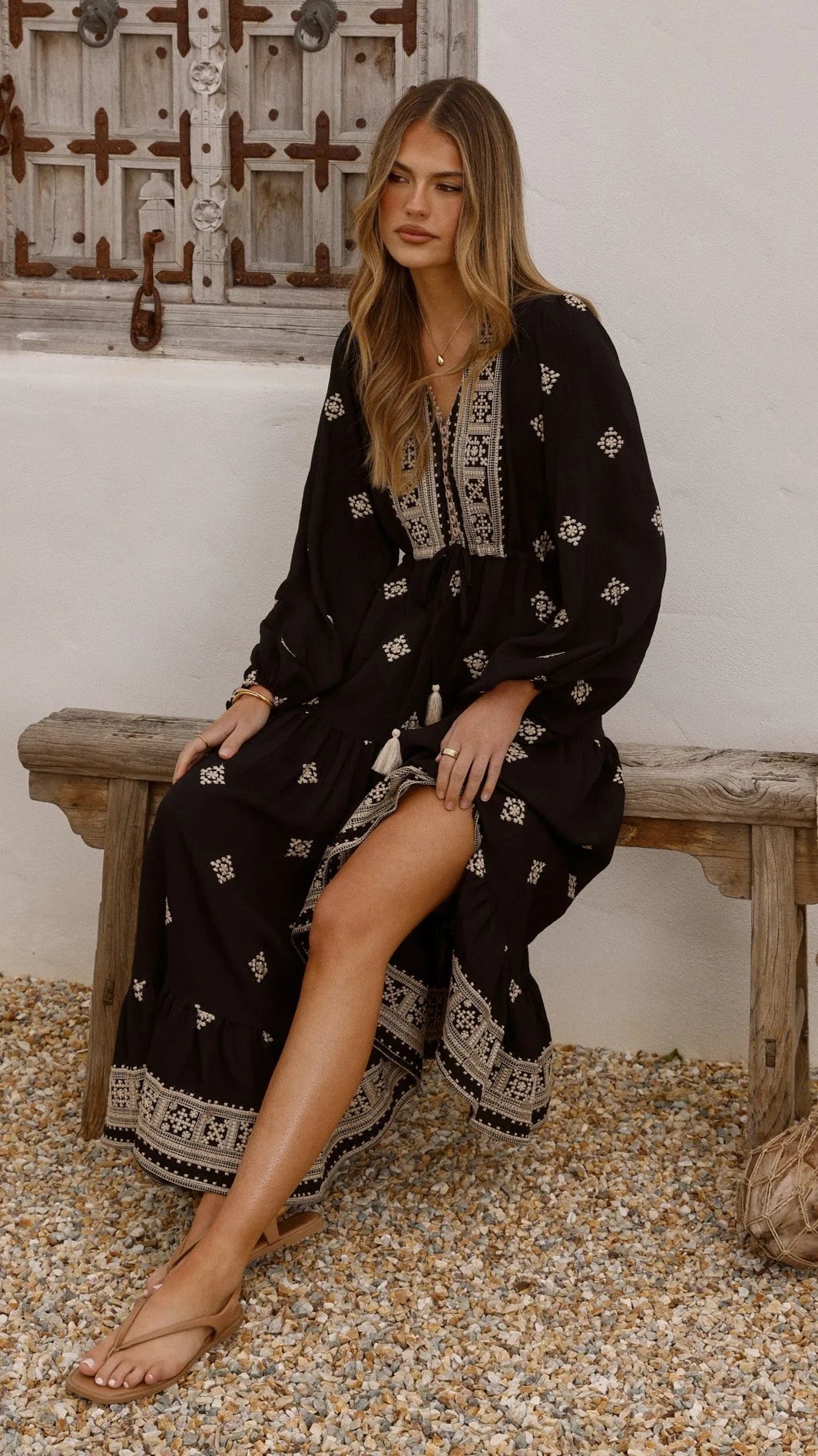 Ellarose Maxi Dress - Black/Beige