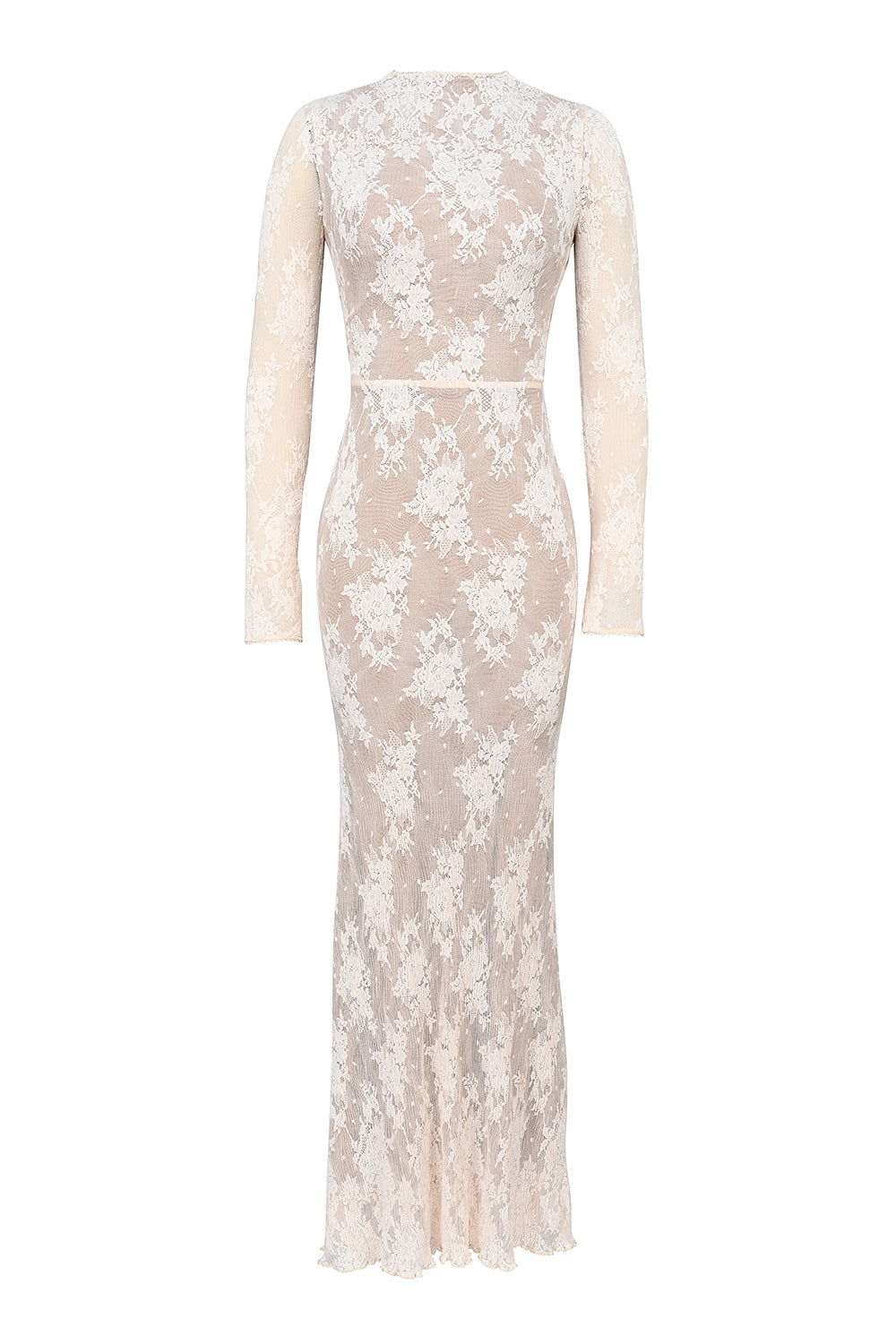 Isoline-Peach Lace Maxi Dress