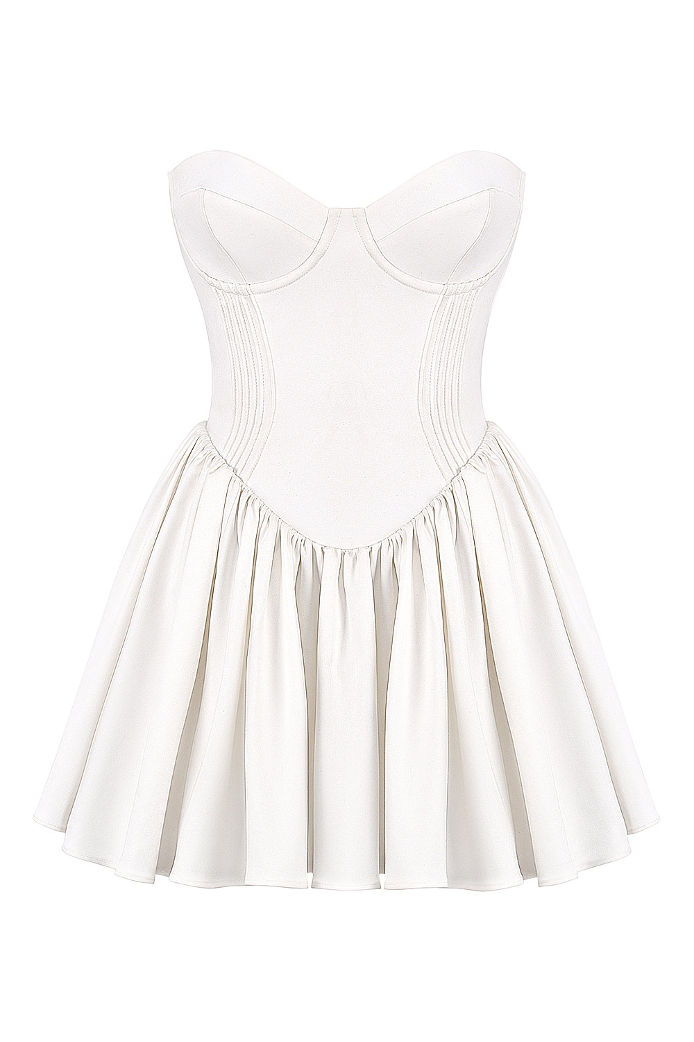 Katherine-White Strapless Corset Mini Dress